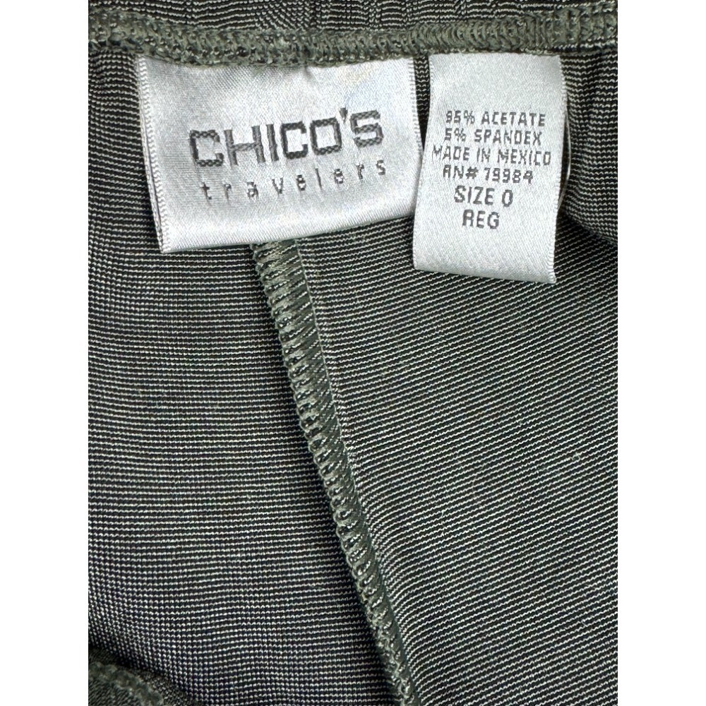 Chico's Travelers Sage Green 2 Piece Jacket & Pant Set Size 0 Gold Zip‎ Relaxed - Picture 13 of 14